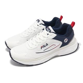 【FILA】慢跑鞋 Falcon 男鞋 白 藍 拼接 皮革 緩衝 運動鞋 斐樂(1J302Y123)
