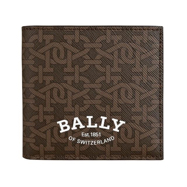 【BALLY】Brasai經典品牌白字LOGO印花B字TPU 8卡對折短夾(棕)