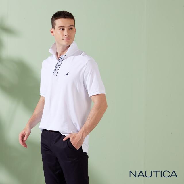 【NAUTICA】男裝 品牌LOGO造型門襟設計短袖POLO衫(白色)