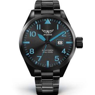 【AVIATOR】飛行員 AIRACOBRA P42 飛行風格 腕錶 男錶 手錶(全黑-V12251885)