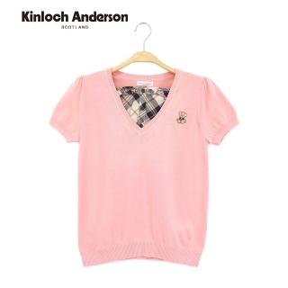 【Kinloch Anderson】小熊內格針織拼接短袖上衣 金安德森女裝(KA0585902)