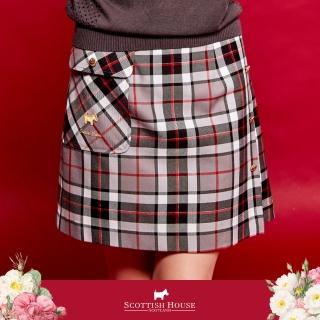 【SCOTTISH HOUSE】裝飾金狗釦 格紋口袋 短裙 CGT22109