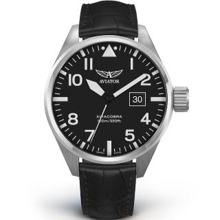【AVIATOR】飛行員 Airacobra P42 戰鬥機飛行錶 男錶 手錶(黑色-V12201484)