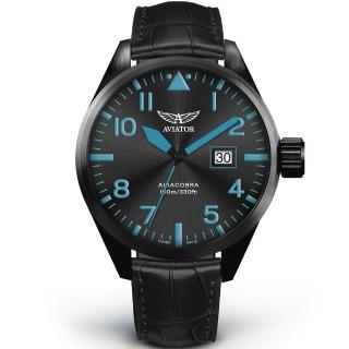 【AVIATOR】飛行員 AIRACOBRA P42 飛行風格 腕錶 男錶 手錶(全黑-V12251884)