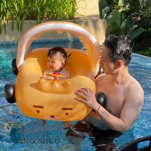【YING SHUO】韓系兒童汽車造型可愛游泳坐圈(泳圈 坐艇 趴圈 玩水 寶寶 浮圈)