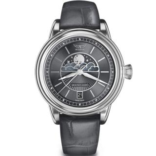 【AVIATOR】飛行員 DOUGLAS MOONFLIGHT 月相 時尚腕錶 女錶(高級灰-V13302544)