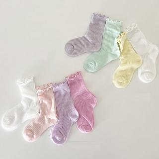 【韓國 V.Bunny】馬卡龍純色羅紋捲邊短襪4雙組(TM2404-332)