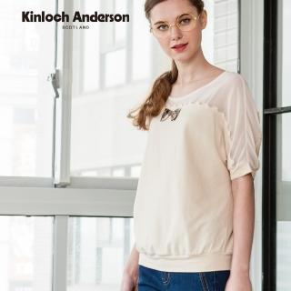 【Kinloch Anderson】圓領蕾絲拼接寬袖上衣 金安德森女裝(KA0585321 米卡其/黑)
