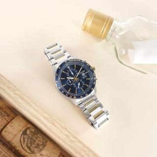 【CITIZEN 星辰】經典三眼 計時碼錶 日期 日本機芯 防水100米 不鏽鋼手錶 藍x鍍金 44mm(AN3684-59L)