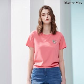【Master Max】彈性棉質舒適燙鑽愛心短袖上衣(8417071)