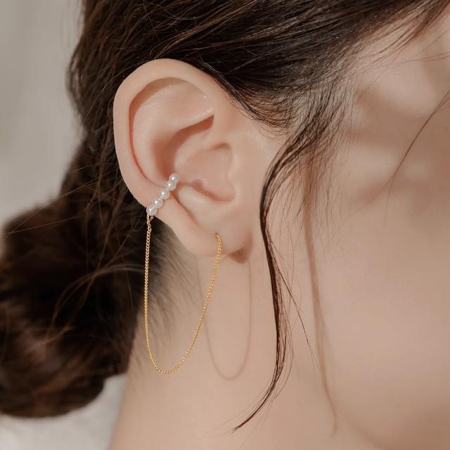 【OB 嚴選】珍珠耳骨夾925純銀耳針耳環 《XA383》