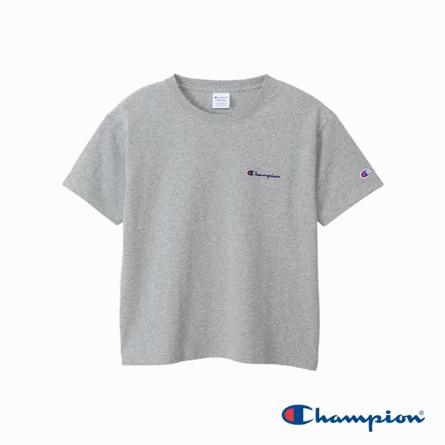 【Champion】官方直營-寬版刺繡Logo短袖TEE-女(灰色)