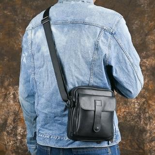【LEESA】黑色包包\時尚百搭\日本包包\斜背包\手機包\攜便包\牛皮側背包\男生禮物\真皮男包包\迷你小背包