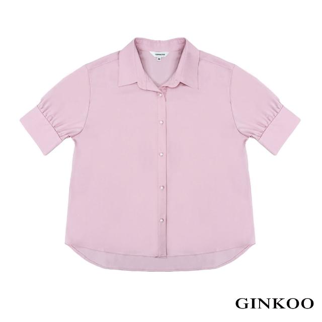 【GINKOO 俊克】素面珍珠釦短袖襯衫