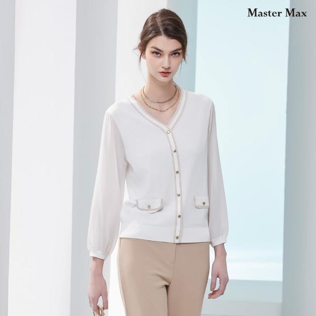 【Master Max】袖子拼接V領造型針織上衣(8418015)
