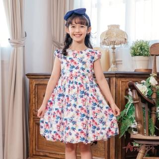 【ANNY’S 安妮公主】古典玫瑰園春夏款純棉公主袖花苞洋裝(2134水藍)