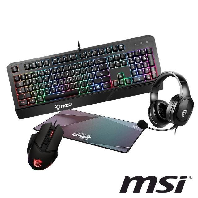 【MSI 微星】電競大全套★GH20耳機+GM20電競滑鼠+GD22鼠墊+Vigor GK20 防潑水電競鍵盤