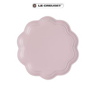 【Le Creuset】瓷器蕾絲花邊盤 22cm(雪紡粉)