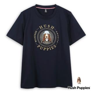 【Hush Puppies】男裝 T恤 經典品牌圖騰漁夫帽狗T恤(丈青 / 43111203)