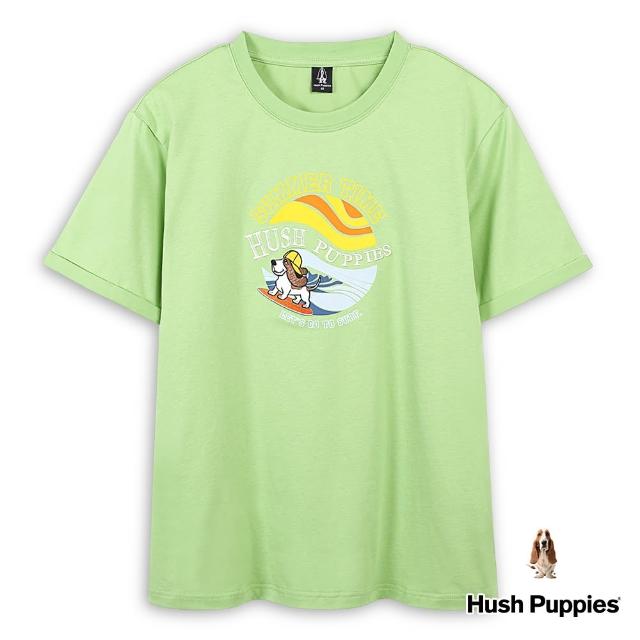 【Hush Puppies】T恤 仲夏夕陽衝浪狗寬版T恤(淺綠 / 43111108)