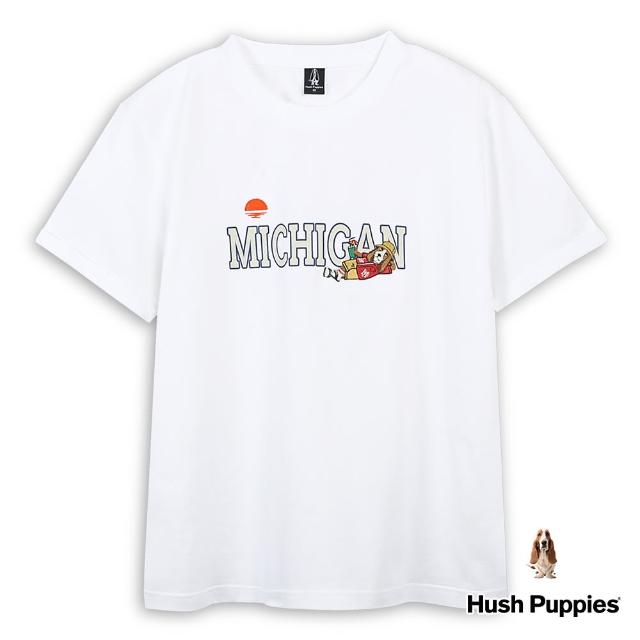 【Hush Puppies】男裝 T恤 密西根度假花襯衫狗寬版T恤(白色 / 43111202)