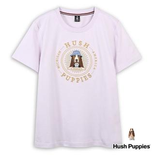 【Hush Puppies】男裝 T恤 經典品牌圖騰漁夫帽狗T恤(粉紫 / 43111203)