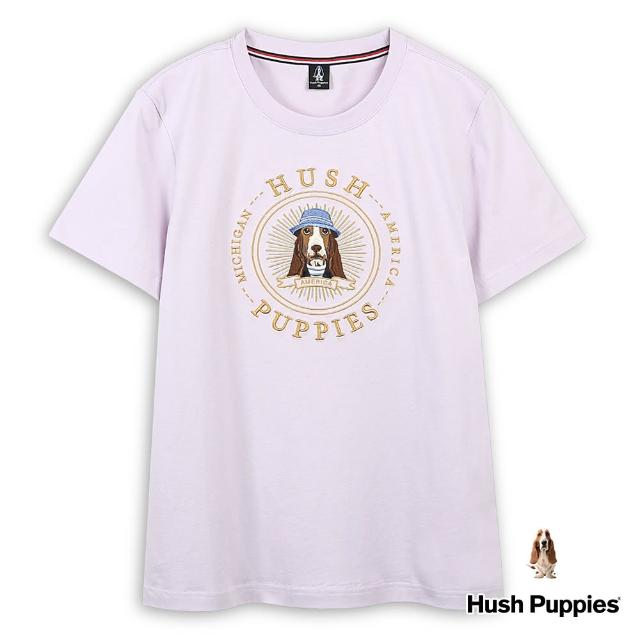 【Hush Puppies】男裝 T恤 經典品牌圖騰漁夫帽狗T恤(粉紫 / 43111203)