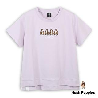 【Hush Puppies】女裝 上衣 趣味HP58印花刺繡狗寬鬆版上衣(粉紫 / 43210201)