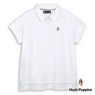 【Hush Puppies】女裝 上衣 休閒Polo領寬版連袖上衣(白色 / 43210205)