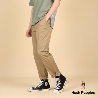 【Hush Puppies】男裝 長褲 素色腰鬆緊彈力錐形休閒長褲(淺咖啡 / 43121103)