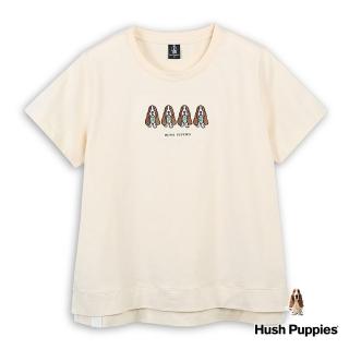 【Hush Puppies】女裝 上衣 趣味HP58印花刺繡狗寬鬆版上衣(淺卡其 / 43210201)