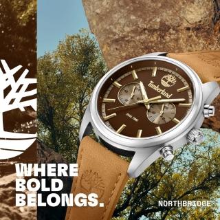 【Timberland】天柏嵐 NORTHBRIDGE系列 多功能時尚 兩眼休閒腕錶 皮帶-咖45mm(TDWGF0041202)