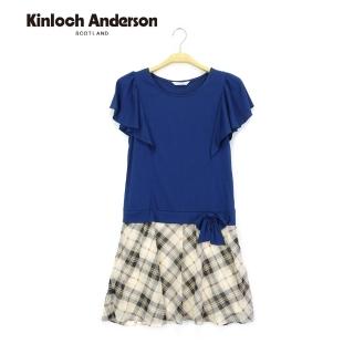 【Kinloch Anderson】圓領荷葉袖拼接連身裙洋裝 金安德森女裝(KA0455705)