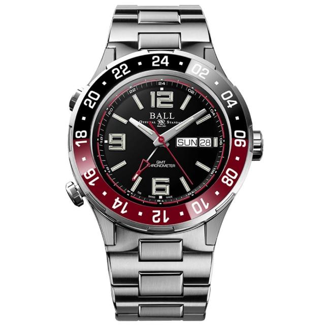 【BALL 波爾】Roadmaster系列 COSC天文台認證 GMT潛水機械腕錶 40mm 禮物推薦 畢業禮物(DG3000A-S8CJ-BK)