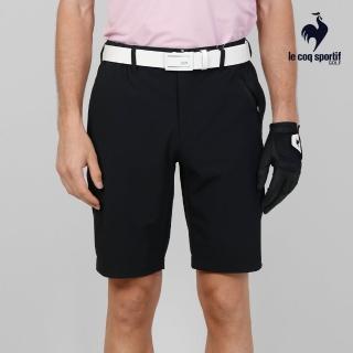 【LE COQ SPORTIF 公雞】高爾夫系列 男款黑色簡約百搭高機能防曬運動短褲 QGT8J951