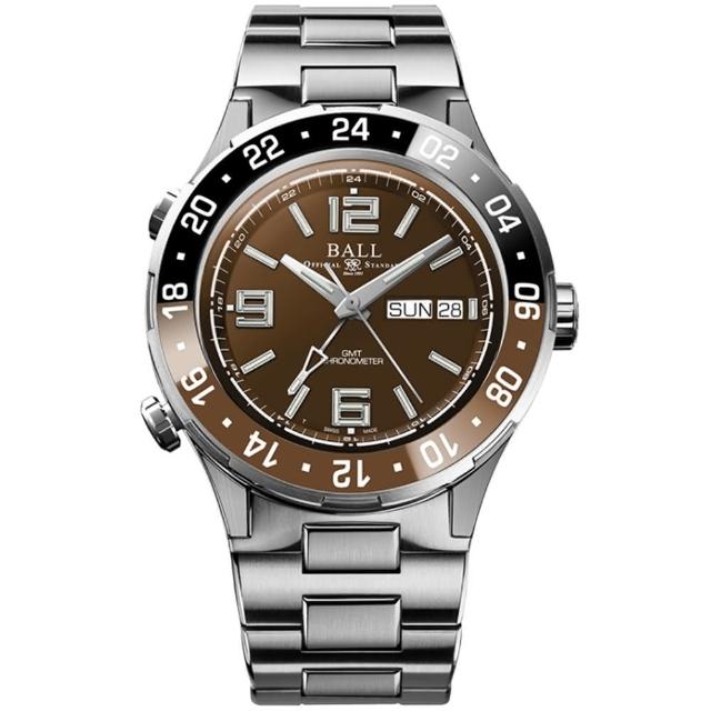 【BALL 波爾】Roadmaster 天文台認證 GMT鈦金屬潛水機械腕錶 40mm 禮物推薦 畢業禮物(DG3030B-S3C-BR)