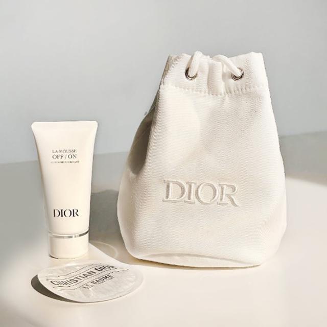 【Dior 迪奧】束口化妝袋兩件組-潔面+護手霜(國際航空版)
