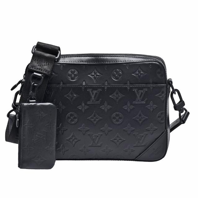 【Louis Vuitton 路易威登】M69827 DUO系列帆布牛皮飾邊斜背郵差包(黑)