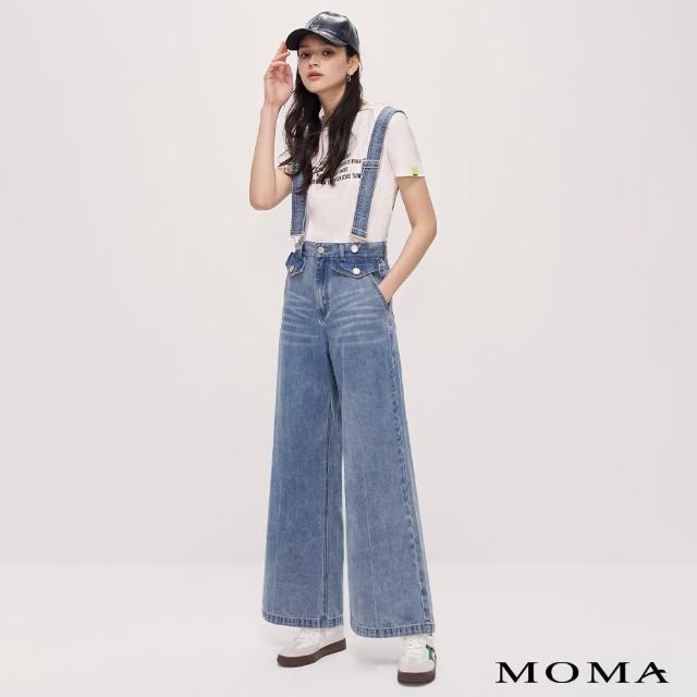 【MOMA】吊帶牛仔寬褲(藍色)