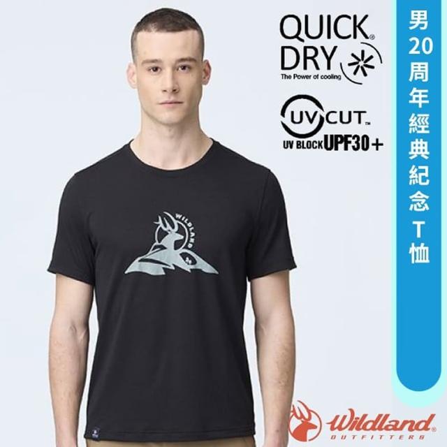 【Wildland 荒野】男 20周年經典紀念T恤.休閒機能短袖圓領衫.運動上衣(0B21612-54 黑色)