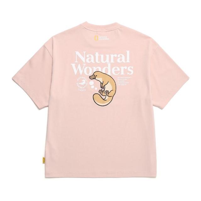 【National Geographic 國家地理】男女同款鴨嘴獸微寬鬆短袖上衣-粉紅色(環保材質/吸濕速乾)