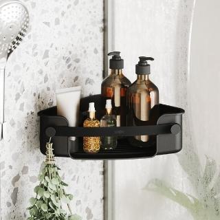 【UMBRA】Flex吸盤壁掛浴室三角瀝水置物架 墨黑(浴室收納架 瓶罐置物架)