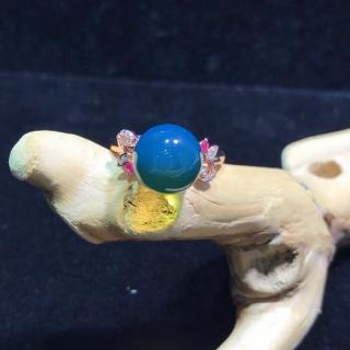 【勝弘珠寶】多明尼加藍珀戒指-12mm