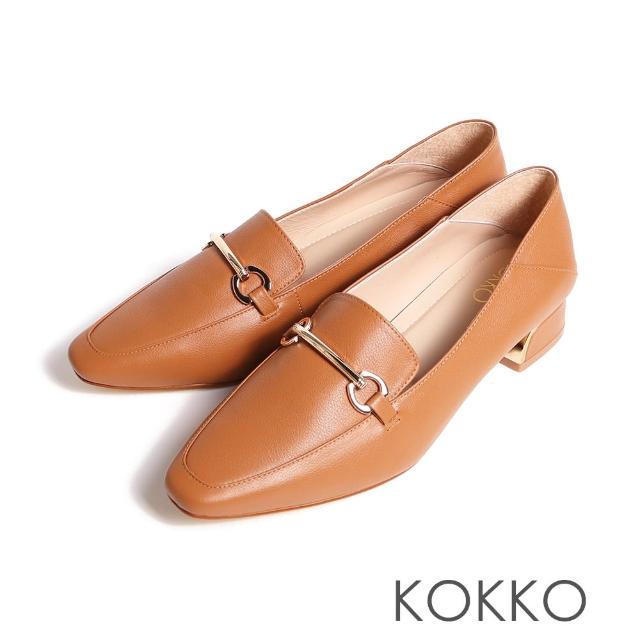 【KOKKO 集團】簡約百搭微方頭2way兩穿低跟樂福鞋(棕色)