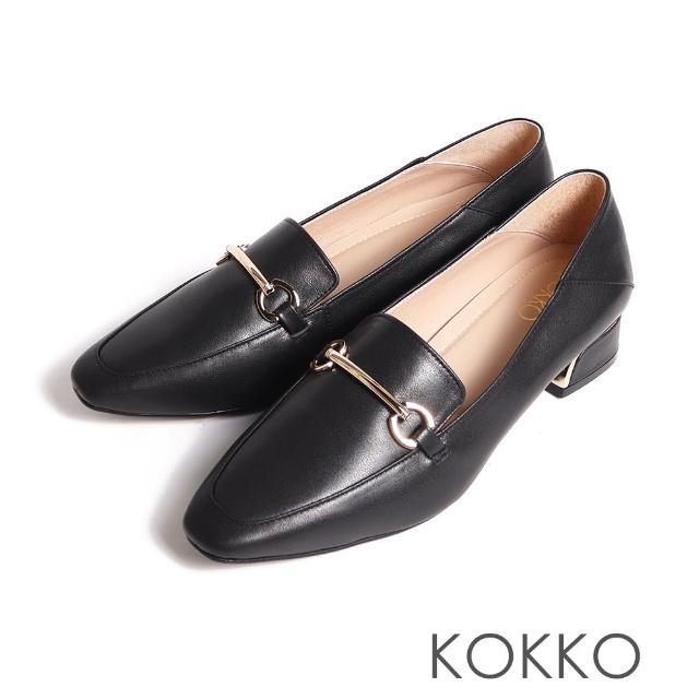 【KOKKO 集團】簡約百搭微方頭2way兩穿低跟樂福鞋(黑色)