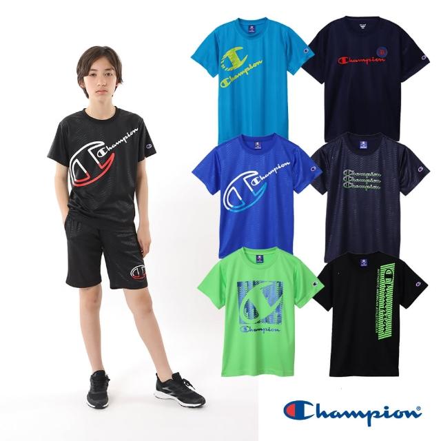 【Champion】官方直營-吸汗速乾寬版印花短袖TEE-童(黑色)