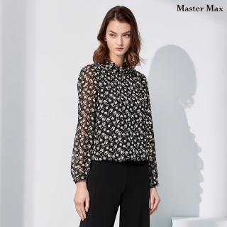 【Master Max】領後釦胸前波浪造型長袖雪紡上衣(8327112)
