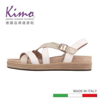 【Kimo】義大利交叉拚色氣質涼鞋(香檳白 5590201405)
