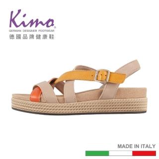 【Kimo】義大利交叉拚色氣質涼鞋(亮橘黃 55902054192)