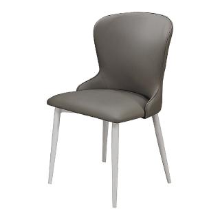 【BODEN】奧蘭多灰色皮革餐椅/單椅/休閒椅/洽談椅/商業椅